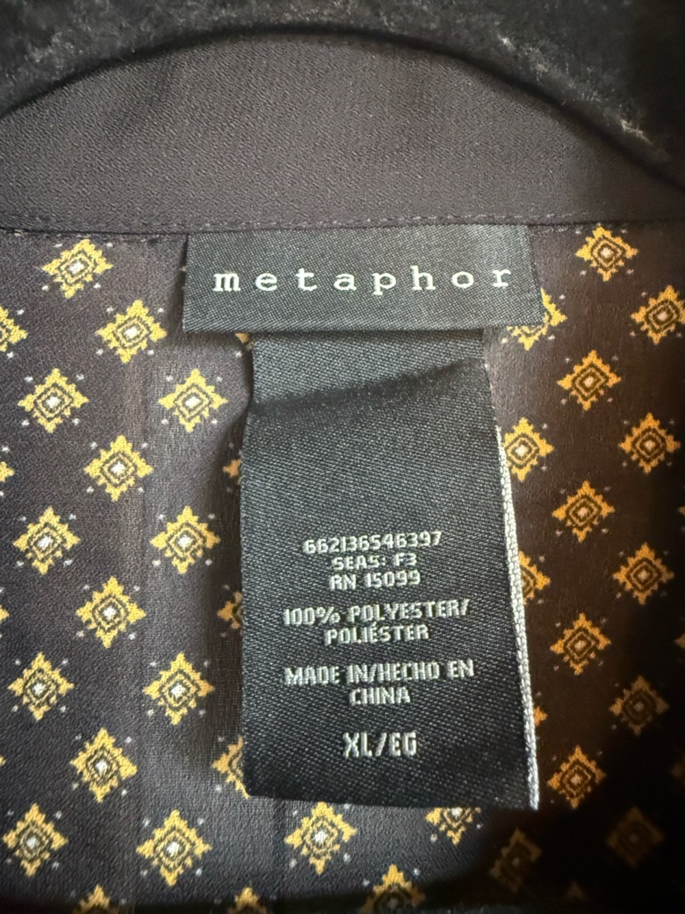 Metaphor Black & Gold Patterned Long-Sleeve Shirt with embellished collar - Picture 4 of 5